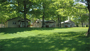 Three cottages and large deck.