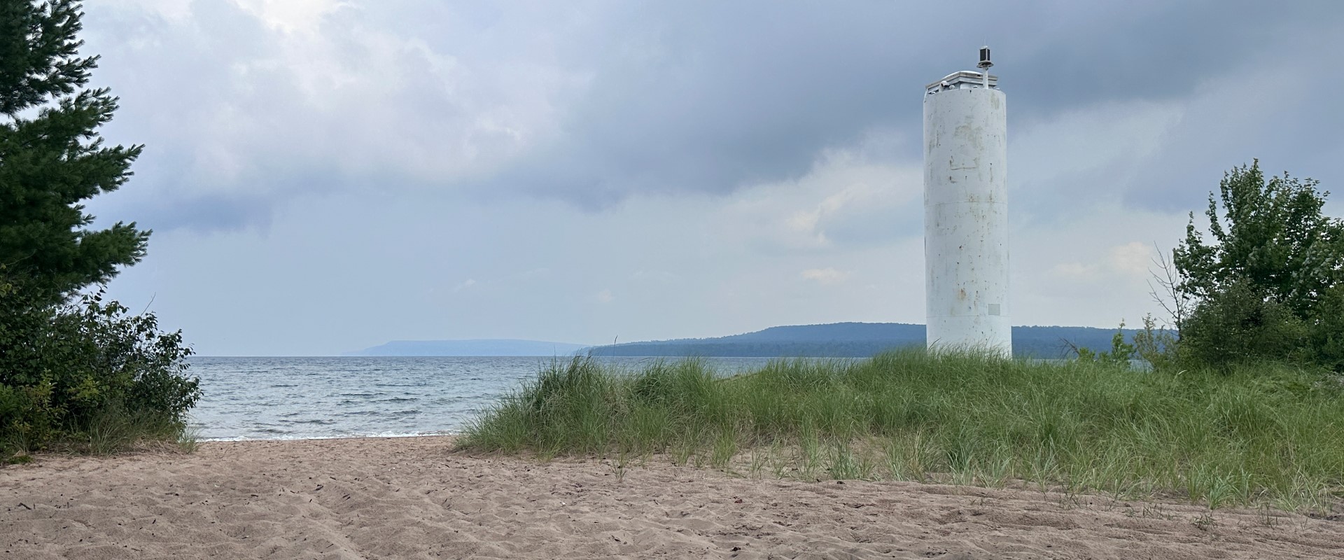 Christmas Michigan Beach and range light