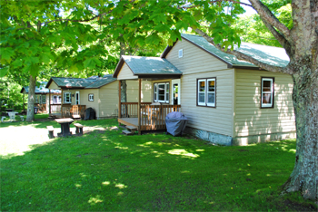 Three cottages and large deck.